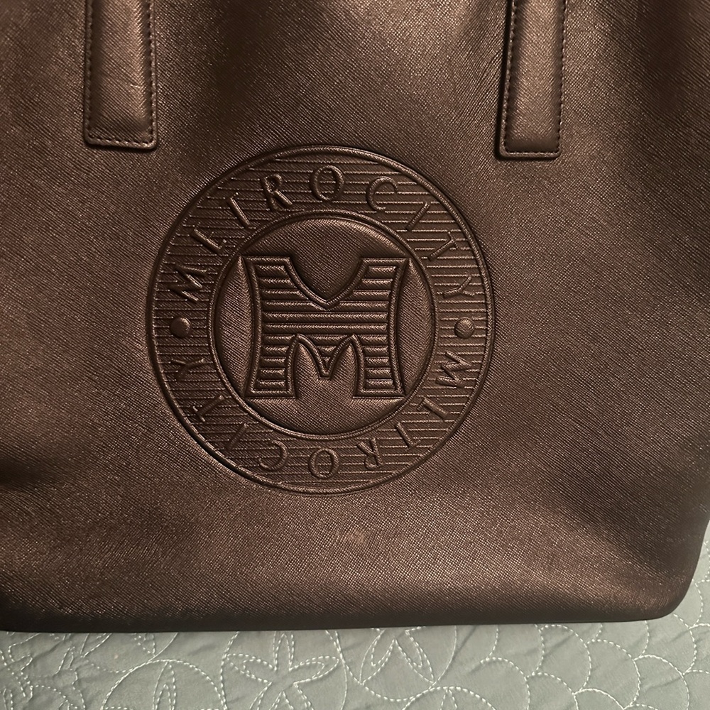 Black Leather Saffiano Leather Tote